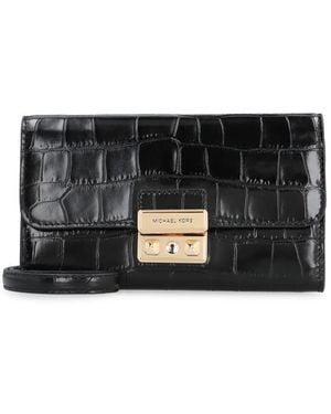 Michael Kors Tribeca Leather Wallet On Chain - Black