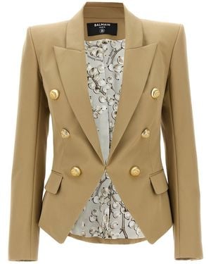 Balmain Cotton Double-Breasted Blazer - Natural