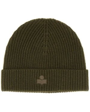 Isabel Marant Wool Hat With Logo Patch - Green