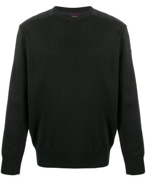 Paul & Shark Crew Neck Patch Logo Wool Blend Jumper - Black