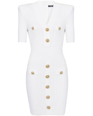 Balmain Dress With Decorative Buttons - White