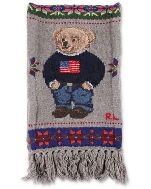Polo Ralph Lauren Wool Blend Intarsia Polo Bear Scarf - Grey