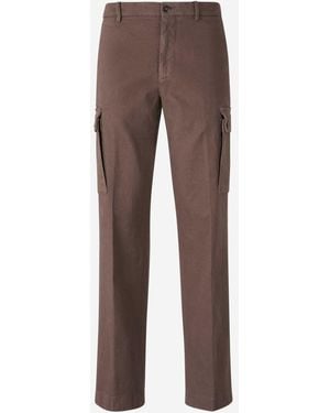 Berwich Cotton Cargo Trousers - Brown