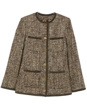 Golden Goose "Journey W's" Long Boxy Jacket W Patch Pockets And Leather Details - Green