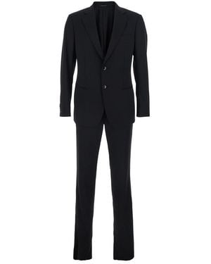 Giorgio Armani Single-Breasted Suit With Classic Lapels - Black