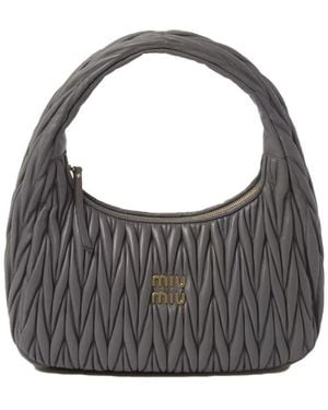 Miu Miu Wander Matelassé Nappa Leather Hobo Bag - Grey