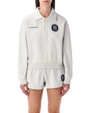 Sporty & Rich Major League Cropped Cotton Polo - White