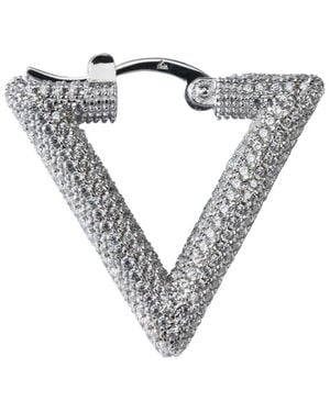 LAG World 'Lil Triangle Arctic' Metallic Triangilar Earings With Crystal Embellishments - Grey