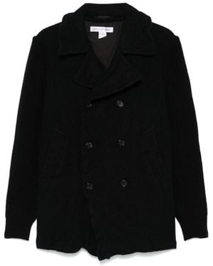 Comme des Garçons Ribbed-Sleeve Peacoat - Black