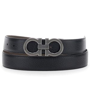 Ferragamo Reversible Belt With Gancini Buckle - White