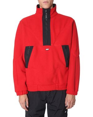 MSGM Oversized Half-Zip Sweatshirt - Red