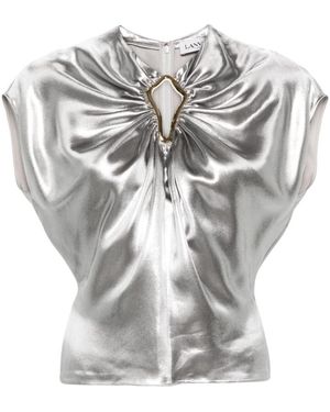 Lanvin Embellished Lamé Top - Gray