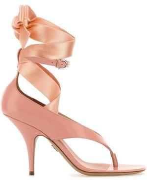 Ferragamo Salvatore Leather Leliu 95 Thong Sandals - Pink