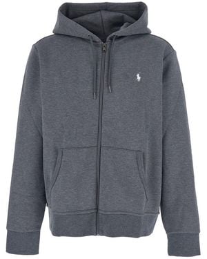 Polo Ralph Lauren Sweatshirt With Drawstring Hood And Pony Embroidery On The Front - Grey