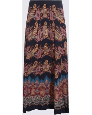 Etro Multicolour Silk Skirt - Blue