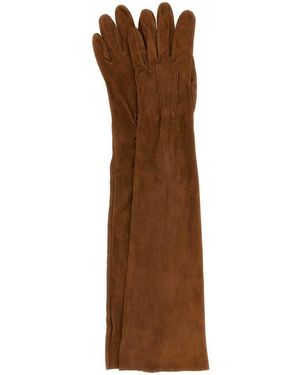 Prada Caramel Suede Long Gloves - Brown