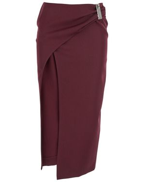 The Attico Wool Gabardine Midi Skirt - Purple