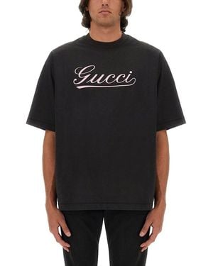 Gucci Logo Print T-Shirt - Black