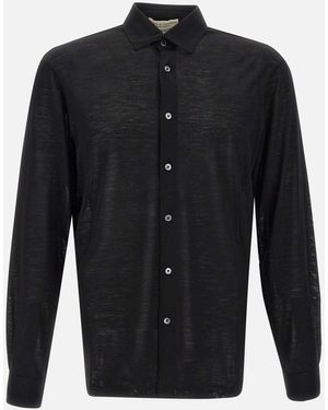 FILIPPO DE LAURENTIIS Merino Wool Button-Down Shirt - Blue