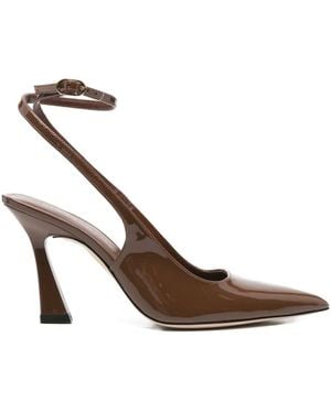 Stuart Weitzman "Vinnie" 85 Strap Pump Shoes - Brown