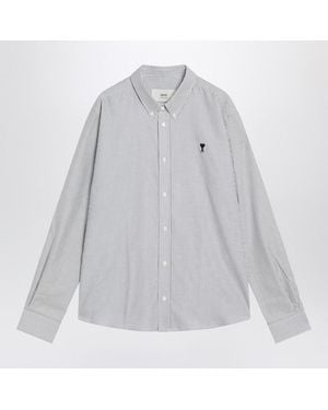 Ami Paris De Coeur Striped Shirt - Grey