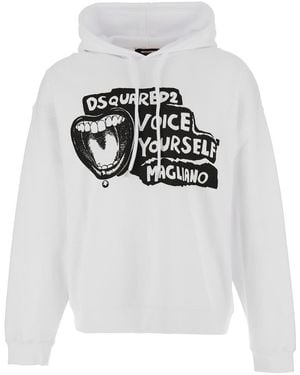 DSquared² 'D2 X Magliano' Hoodie With Drawstring Hood With Maxi Print On The Front - Gray