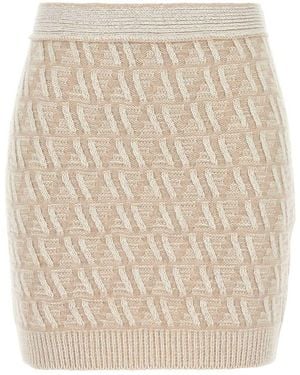 Fendi Wool And Cashmere Mini Skirt - Natural