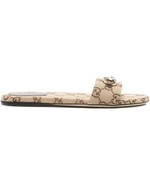 Gucci Horsebit Sliders - Natural