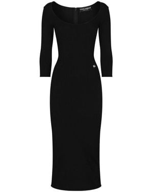 Dolce & Gabbana Viscose-Blend Fitted Midi Dress - Black