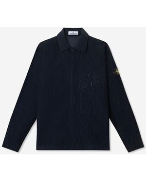 Stone Island Wrincled Corduroy Over-Shirt - Blue