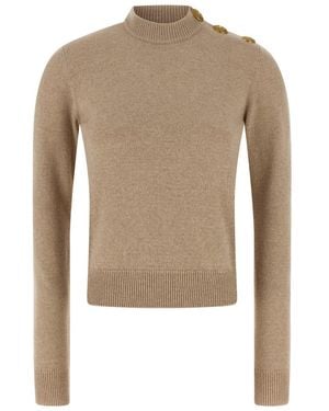 Balmain Eco-cashmere Button Sweater - Natural