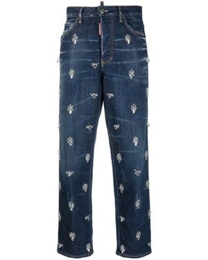 DSquared² Crystal Flies High-Rise Jeans - Blue