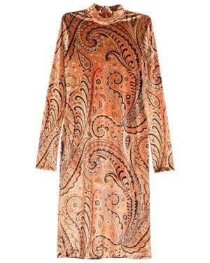 Etro Paisley Print Midi Dress - Orange