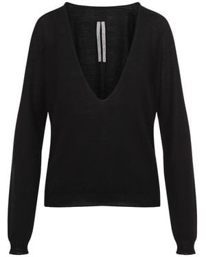 Rick Owens Extreme V-Neck Virgin Wool Pullover - Black