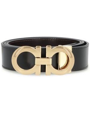 Ferragamo Gancini Reversible Leather Belt - Black