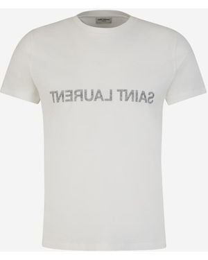 Saint Laurent Cotton Logo T-Shirt - White