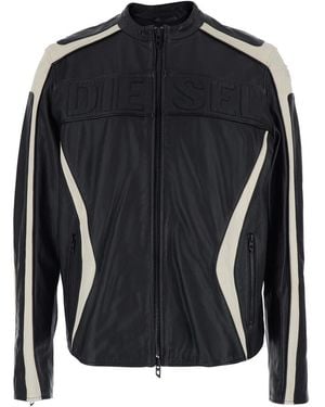 DIESEL 'Adam' Jacket With Embossed Logo On The Front And Details With Stripe - Black