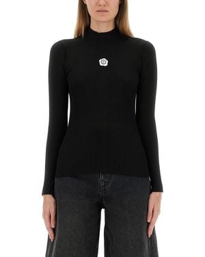 KENZO Jersey With Embroidery "Boke Flower 2.0" - Black