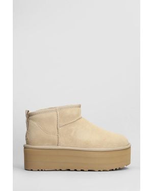 UGG Classic Ultra Mini Low Heels Ankle Boots - Natural