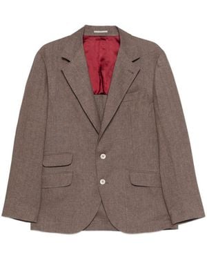 Brunello Cucinelli Linen Single-Breasted Jacket - Brown