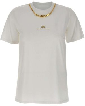 Elisabetta Franchi Logo Cotton T-Shirt - White