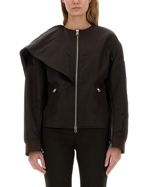 Courreges Chic Bow Neck Bomber Jacket - Black