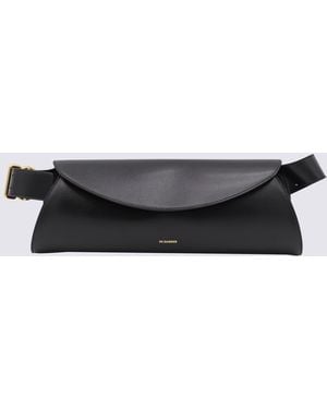 Jil Sander Leather Cannolo Grande Shoulder Bag - Black