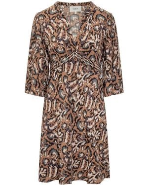 Ba&sh Short Dress With Animal Print - Brown