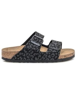 Birkenstock Arizona Suede Sandal With Print - Black