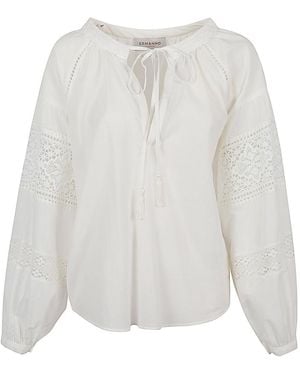 ERMANNO FIRENZE Cotton Shirt With Lace Details - White