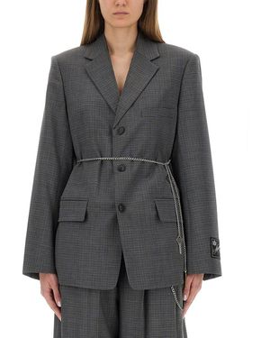 【関税&送料込】Alexander Wang Wool Blend Blazer BELTED BLAZER DRESS IN WOOL TAILORING in BLACK | alexanderwang®