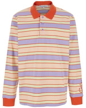 JW Anderson Polo Shirt With Logo Embroidery On The Sleeve And All-Over Striped Motif - Multicolour