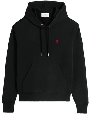 Ami Paris De Coeur Cotton Hoodie - Black