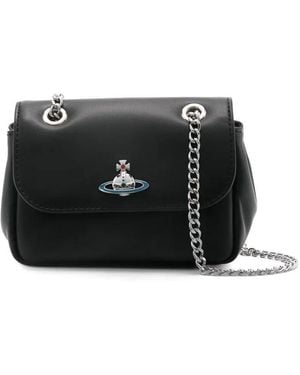 Vivienne Westwood Leather Small Shoulder Chain Purse Bags - Black